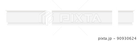 White molding baseboards elements isolated on white background. 90930624