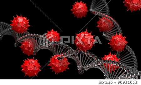 ウィルス、DNA、分子の3dイラスト 90931053