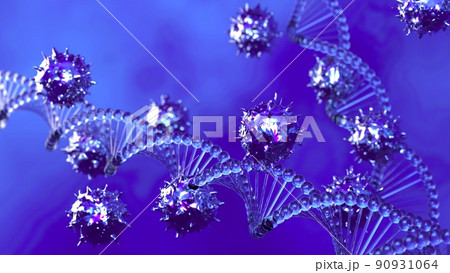 ウィルス、DNA、分子の3dイラスト 90931064