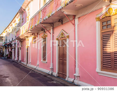 Street in the Portugese style Romani in Phuket Town. Also called Chinatown or the old town 90931386