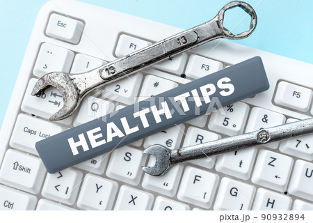 Conceptual display Health Tips. Conceptual photo state of complete physical mental and social well being -48704 Conceptual display Health Tips. Conceptual photo state of complete physical mental and social well being -48704 90932894