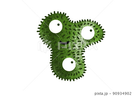 Green cartoon bacterium isolated on white background 90934902