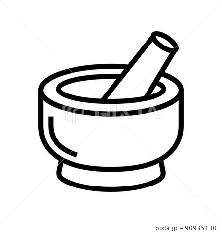 mortar pestle tool line icon vector illustration 90935130