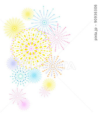 夏の打ち上げ花火の背景イラスト素材 白背景 のイラスト素材