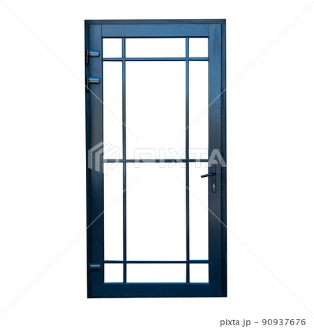 Modern outdoor metal front door in a simple style. isolated. 90937676