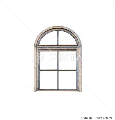 Old outdoor wooden window with peeling paint. isolated. Old outdoor wooden window with peeling paint. isolated. 90937679