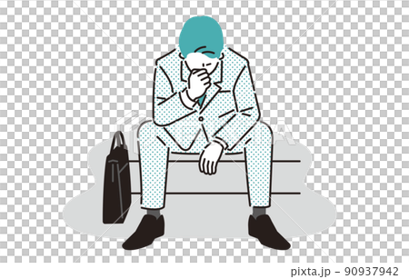 人物 ガックリと肩を落として座り込むビジネスパーソン男性 90937942