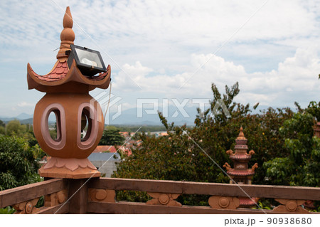 Arabic stone lanterns illuminate the path outside the hotel 90938680