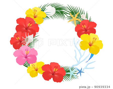 ハイビスカスと海モチーフのリース 90939334