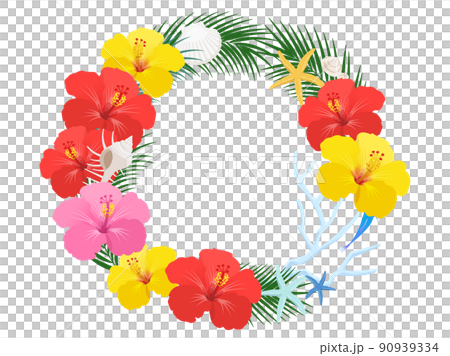 ハイビスカスと海モチーフのリース 90939334