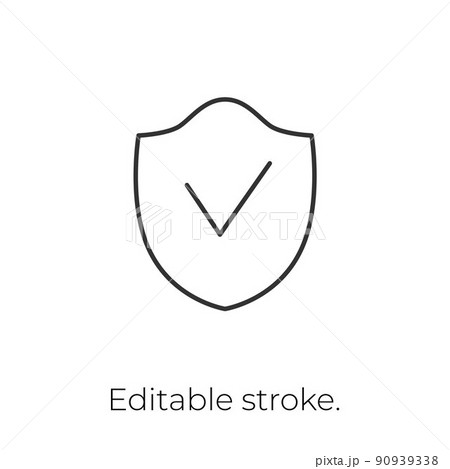 Protect shield icon. Editable stroke. Vector stock illustration isolated on white background for infographic, packaging and print industry. EPS10 Protect shield icon. Editable stroke. Vector stock illustration isolated on white background for infographic, packaging and print industry. EPS10 90939338