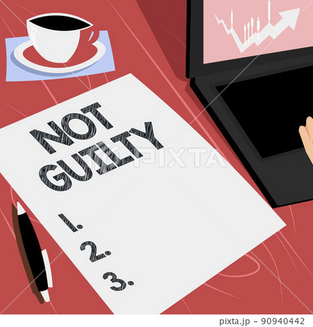 Conceptual display Not Guilty. Business overview someone is innocent didnt commit specific crime He free Laptop Resting Beside Coffee Mug And Plain Sheet Showing Work Process. Conceptual display Not Guilty. Business overview someone is innocent didnt commit specific crime He free Laptop Resting Beside Coffee Mug And Plain Sheet Showing Work Process. 90940442