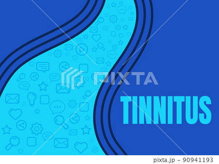 Handwriting text Tinnitus. Business approach A ringing or music and similar sensation of sound in ears Icons symbolizing online communication colleagues achieving teamwork. 90941193