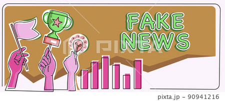 Inspiration showing sign Fake News. Concept meaning Giving information to showing that is not true by the media Hands Holding Flag Goals, Lamp Ideas Trophy Celebrating Success Graph Bars Inspiration showing sign Fake News. Concept meaning Giving information to showing that is not true by the media Hands Holding Flag Goals, Lamp Ideas Trophy Celebrating Success Graph Bars 90941216