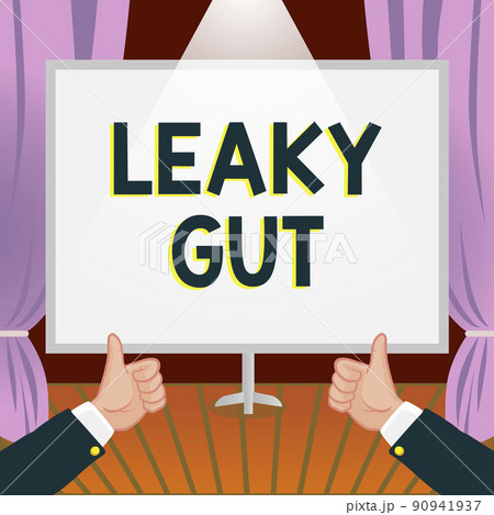 Inspiration showing sign Leaky Gut. Internet Concept A condition in which the lining of small intestine is damaged Hands Thumbs Up Showing New Ideas. Palms Carrying Note Presenting Plans Inspiration showing sign Leaky Gut. Internet Concept A condition in which the lining of small intestine is damaged Hands Thumbs Up Showing New Ideas. Palms Carrying Note Presenting Plans 90941937