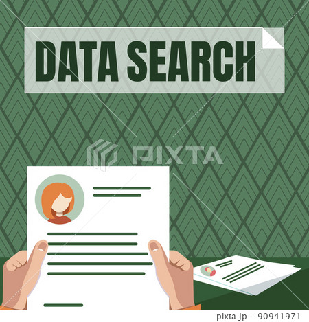 Writing displaying text Data Search. Business overview gathers and reports information contains specified terms Hands Holding Resume Showing New Career Opportunities Open. 90941971