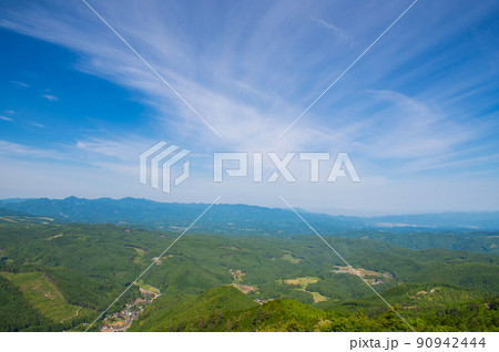 万年山登山・ハナグリ岩（鼻繰岩）の眺め 90942444