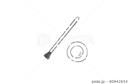 筆とパレットの線画イラスト 90942654