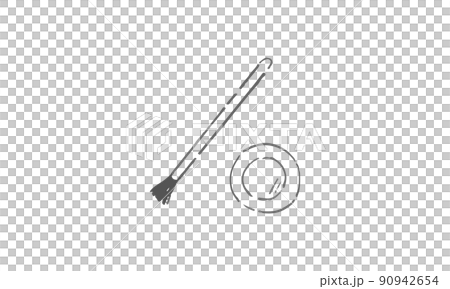 筆とパレットの線画イラスト 90942654