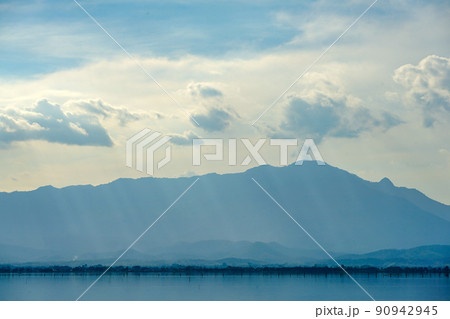 Mountain and Lake with the unique cloud in the Phayao lake, province of the North of Thailand. Mountain and Lake with the unique cloud in the Phayao lake, province of the North of Thailand. 90942945