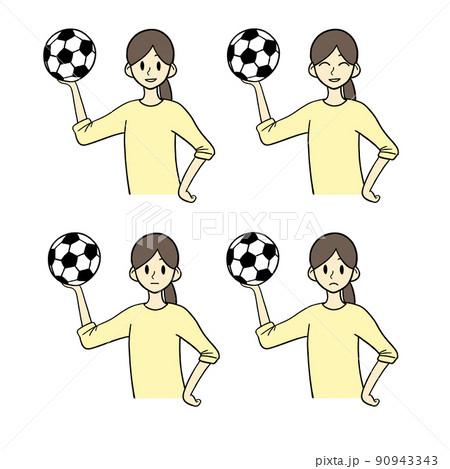 サッカー 少女 表情4点セット サッカー 少女 表情4点セット 90943343