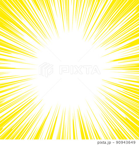 正方形の黄色い背景に白い集中線のフレーム マンガのエフェクト 文字スペース 背景の素材のイラスト素材