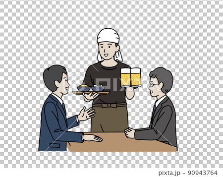 在居酒屋點啤酒的顧客、上班族、酒、餐廳、工作 在居酒屋點啤酒的顧客、上班族、酒、餐廳、工作 90943764