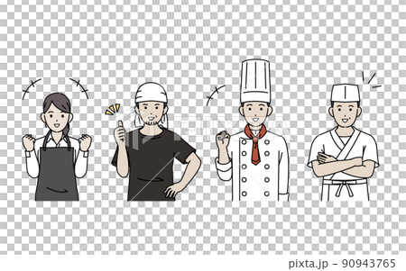 開朗,微笑,餐廳服務員,廚師,廚師,itamae,老闆,老闆 開朗,微笑,餐廳服務員,廚師,廚師,itamae,老闆,老闆 90943765