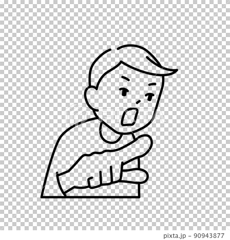 「それな」と言う（指をさして何かを指摘する）男性のイラスト（白背景・ベクター・切り抜き） 90943877