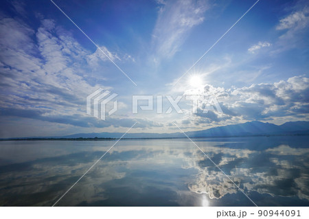 wonderful reflexion mirror between sky and sea wonderful reflexion mirror between sky and sea 90944091