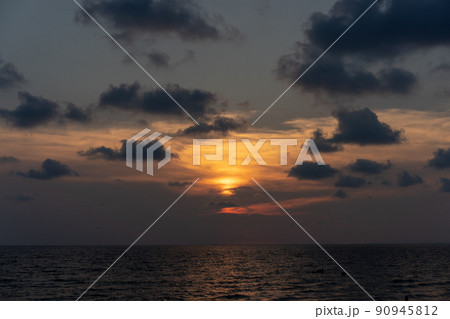 Classic beautiful Twilight romantic and amazing sunset moment at the Chantaburi beach - East of Thailand. Classic beautiful Twilight romantic and amazing sunset moment at the Chantaburi beach - East of Thailand. 90945812