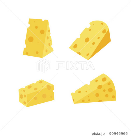 Cheese with holes isolated on white background Cheese with holes isolated on white background 90946966