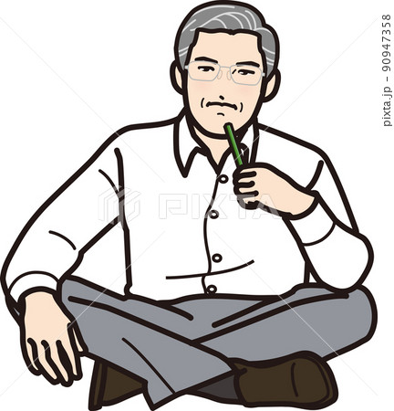 考える胡座のシニア 考える胡座のシニア 90947358
