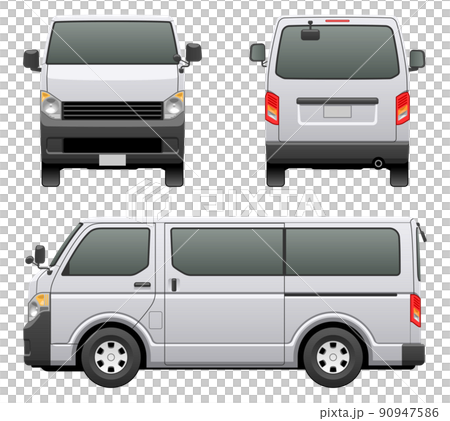3方向から見た車のイラスト（商用バン） 90947586