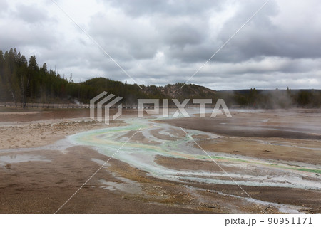Hot Spring Landscape with colorful ground formation. 90951171