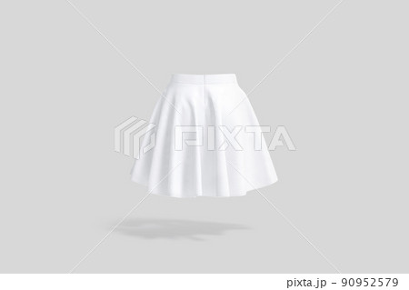 Blank white women mini skirt mockup, gray background 90952579