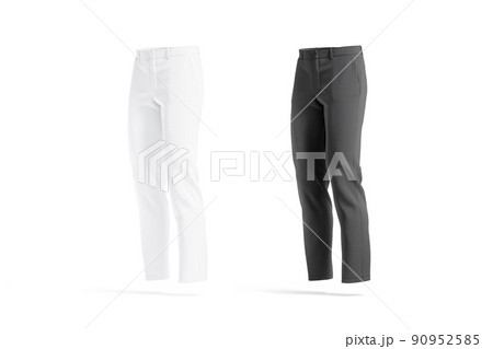 Blank black and white man pants mock up, side view 90952585