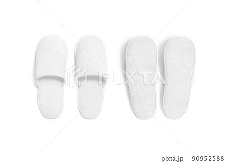 Blank white home slippers mockup, top view, front and back 90952588