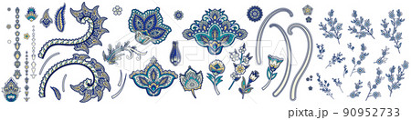 Set of Indian traditional paisley, vector elements Set of Indian traditional paisley, vector elements 90952733