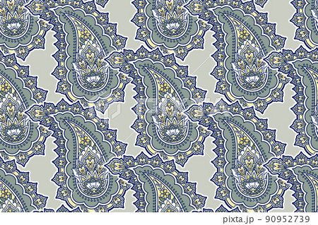 Seamless pattern with paisley and flowers 90952739
