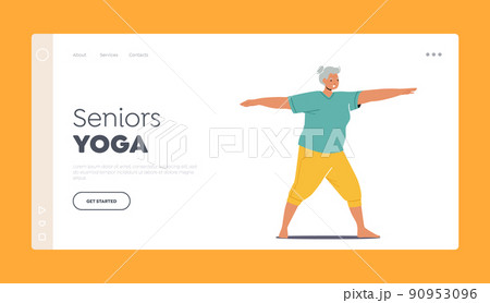 Seniors Yoga Landing Page Template. Old Woman Healthy Sport Life, Aerobics or Pilates Workout Training Class, Fitness Seniors Yoga Landing Page Template. Old Woman Healthy Sport Life, Aerobics or Pilates Workout Training Class, Fitness 90953096