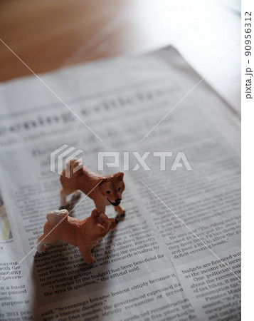 犬のフィギュアと英字新聞 犬のフィギュアと英字新聞 90956312