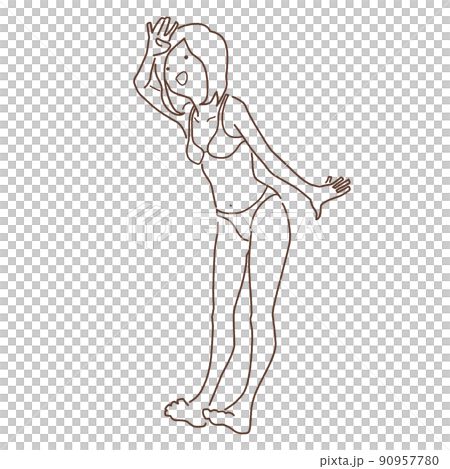 Vector material Bikini line for women in swimsuits looking up at the sky 90957780