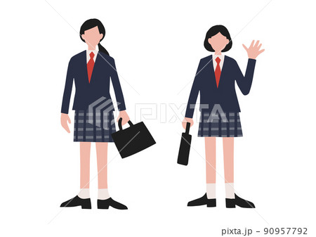 女子高生ベクターセット 90957792