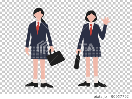 女子高生ベクターセット 90957792