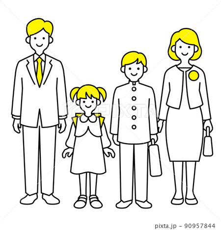 入学式の親子 90957844