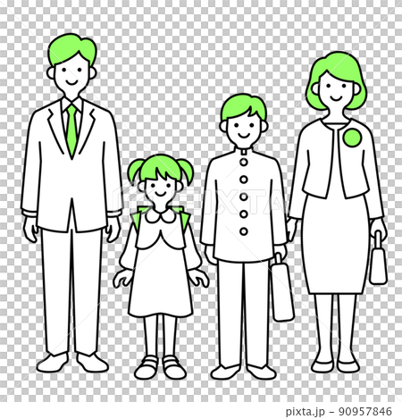 入学式の親子 90957846