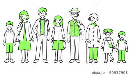 3世代家族おでかけ8人 3世代家族おでかけ8人 90957908