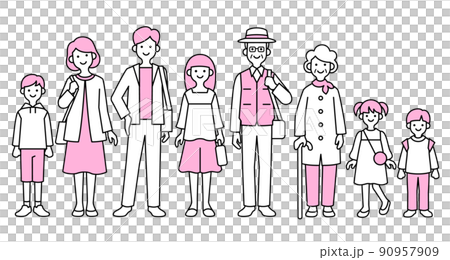 3世代家族おでかけ8人 90957909