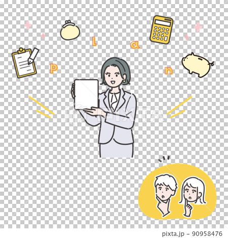 説明する女性コンサルタントのイラスト素材 90958476